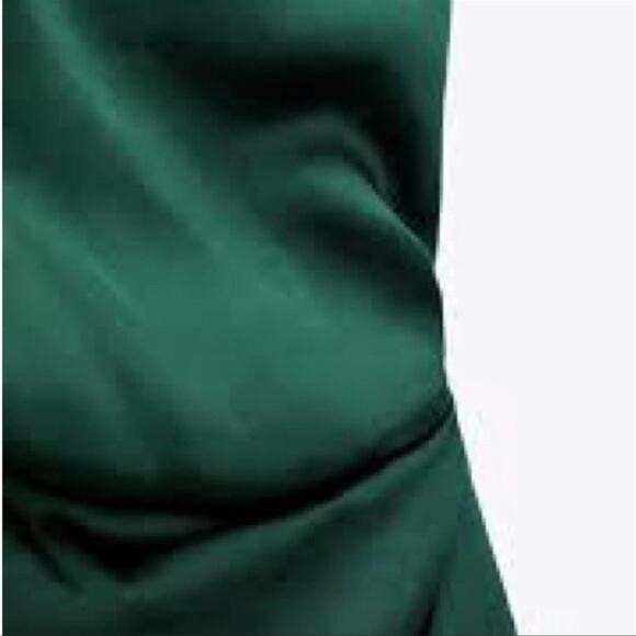NWT ZARA SATIN-FINISH DRESS WITH DRAPED DETAIL - Picture 5 of 10